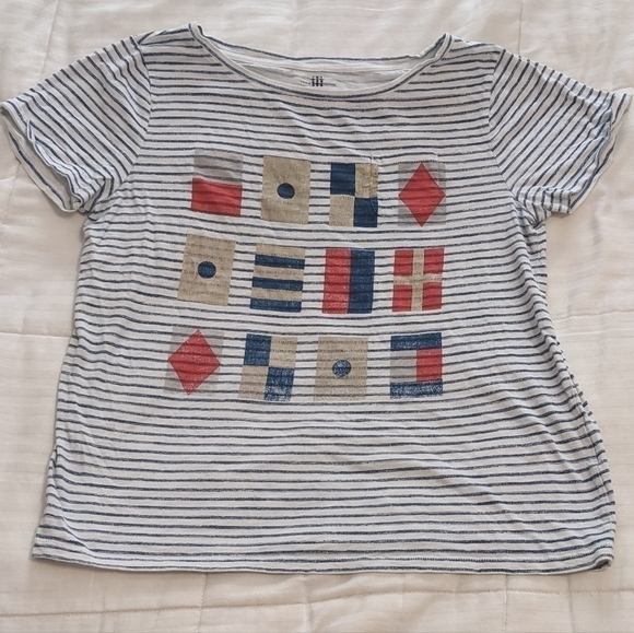 TOMMY Hilfiger nautical style striped shirt size Large - Picture 1 of 8